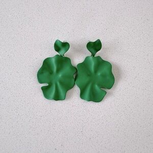 Clare V Flower Coated Earrings in Emerald